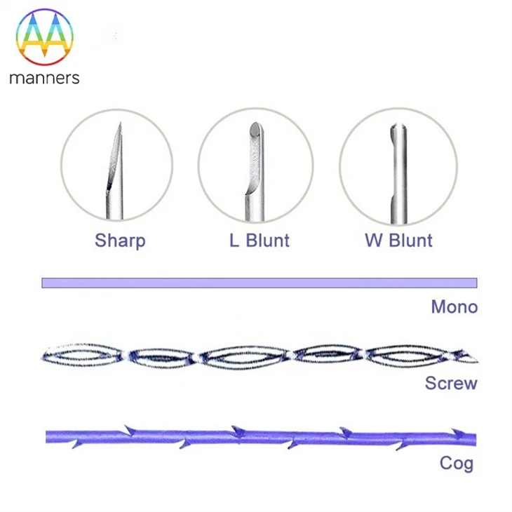 18G 19G 21G 100mm Face Lifting Type Barbed Suture PDO Thread Needle